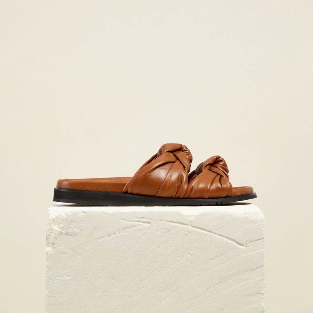 Dear Frances Tye Knotted Slide Sandals in brown size 38